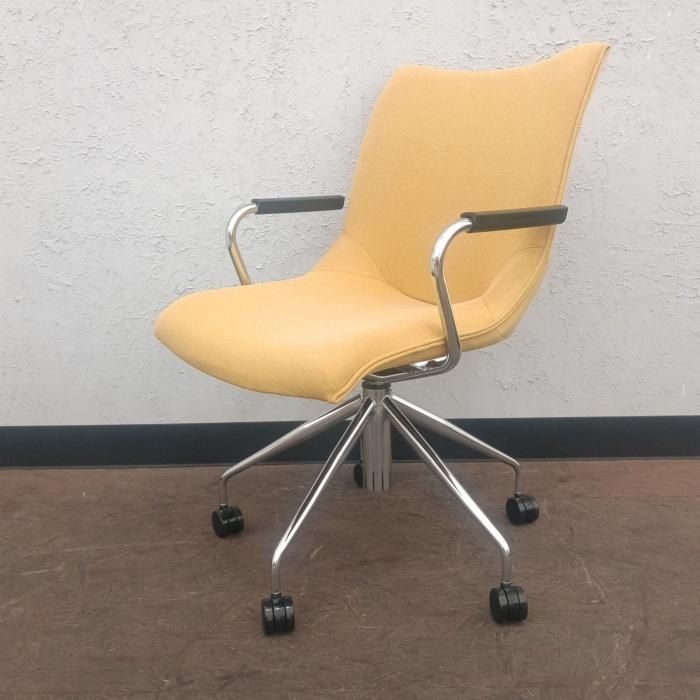 オカムラ 8145 ミーティングチェア 背カラー:イエロー 座カラー:イエロー 中古8145RB-FXW7 クリーニング済み