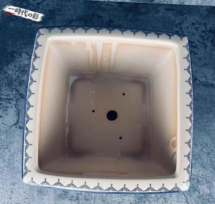 水盤　青磁　盆栽鉢　陶磁器　工芸品 青花磁器の五色手描き風景図 盆栽鉢 植木鉢 小品盆栽鉢 大品盆栽鉢