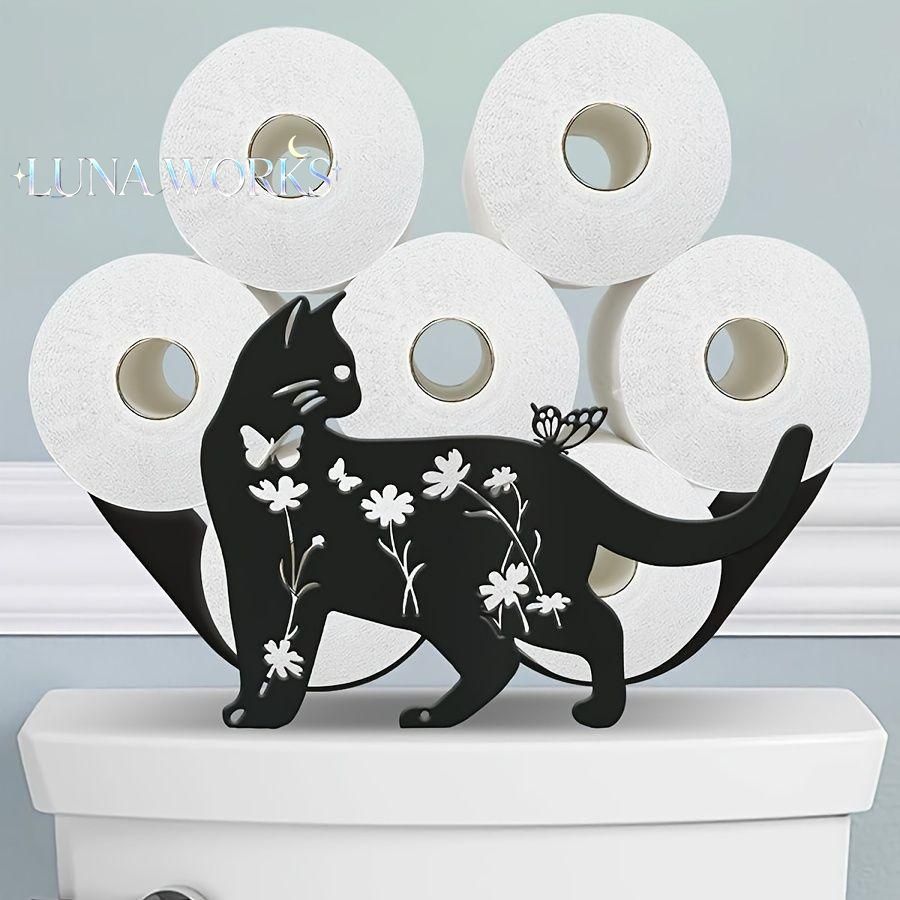 トイレットペーパーホルダー 収納 猫 ネコ キャット 黒猫 スタンド ロールペーパー ティッシュシェルフ おしゃれ インテリア ペーパー収納ラック 装飾