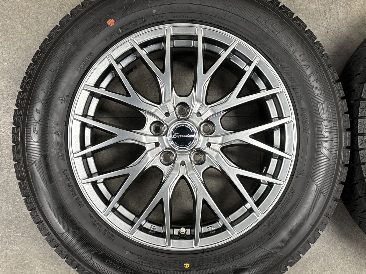 バリ溝 美品】エクシーダー 17in 7J +38 PCD114.3 グッドイヤー アイス