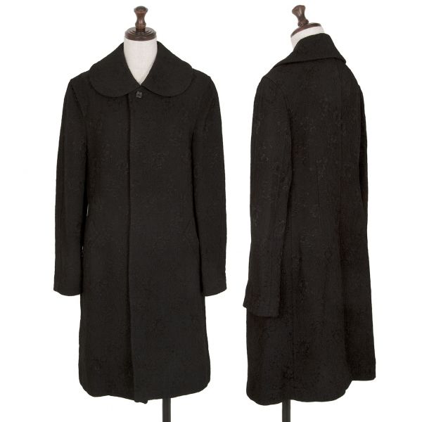 コムコム コムデギャルソンCOMME des GARCONS レーヨン混花柄ジャガードラウンドカラーコート 黒SS 26,721円