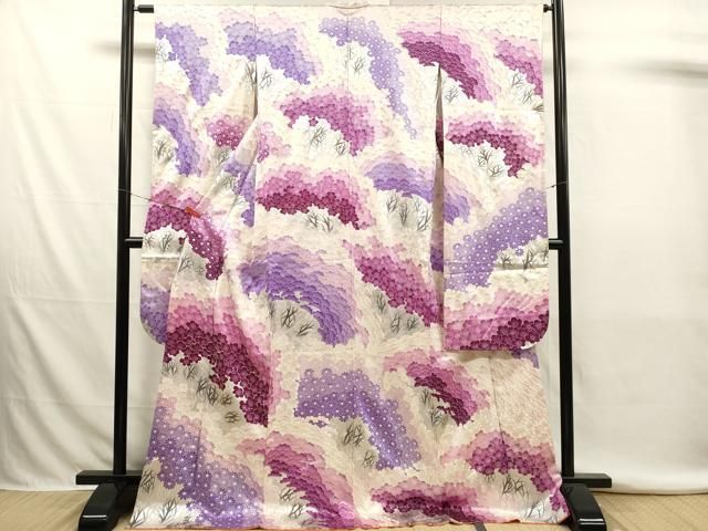平和屋着物□豪華振袖 駒刺繍 風景文 暈し染め 銀彩 正絹 逸品