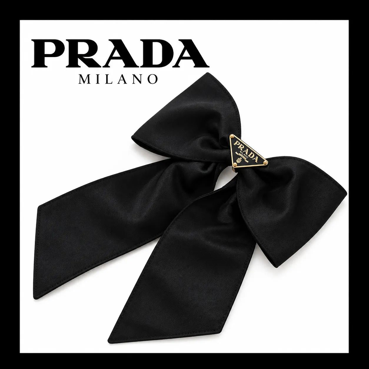 PRADA プラダ ヘアクリップ 1IF163 Re-Nylon リボン バレッタ ブラック