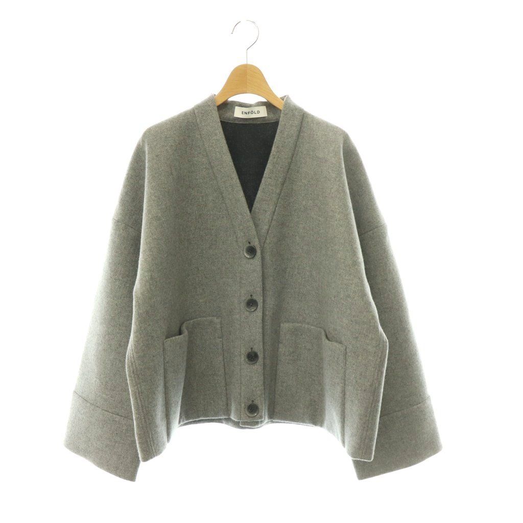 エンフォルド ENFOLD 26AW TOPボンディング BOX カーディガン Vネック