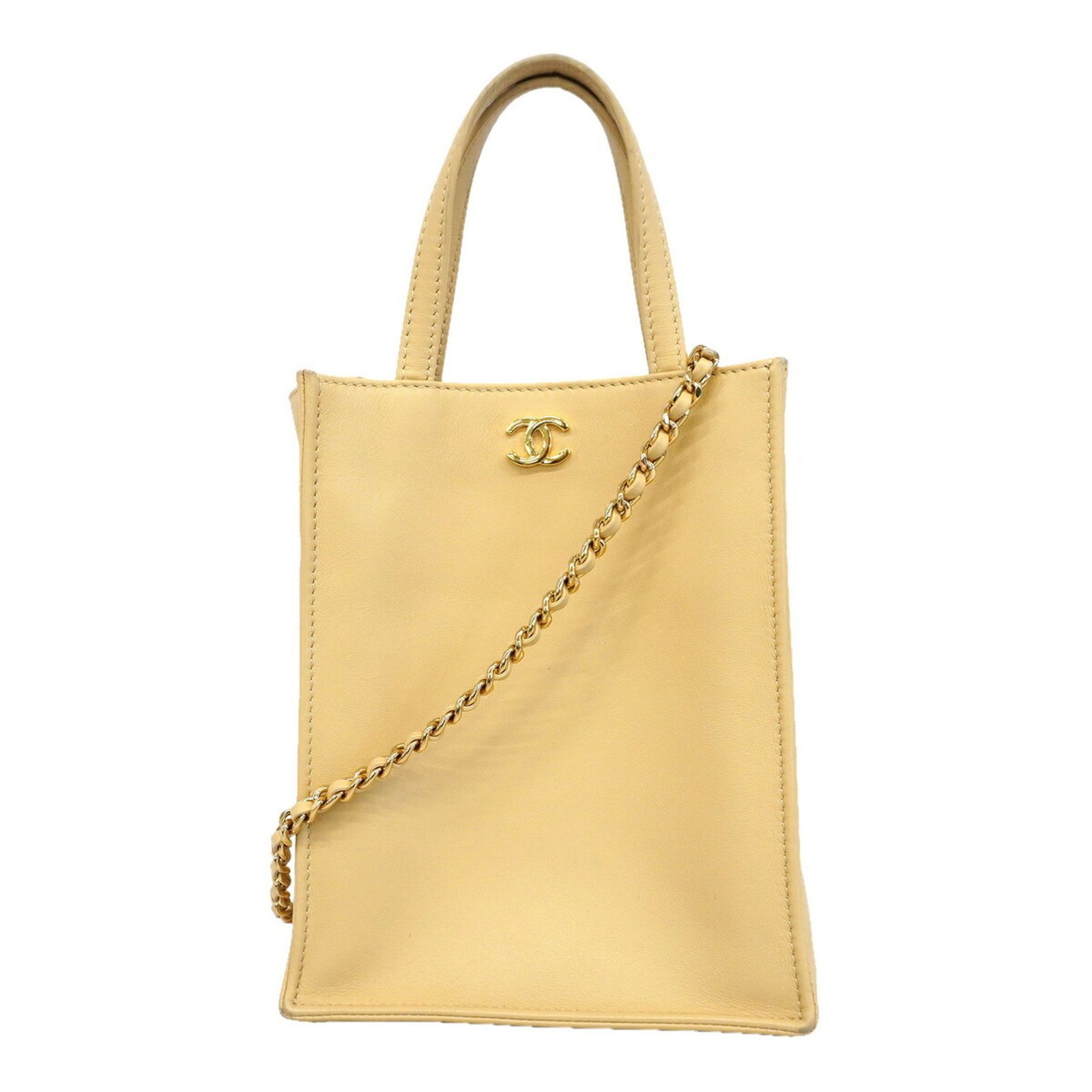 シャネル(Chanel) シャネル ハンドバッグ ラムスキン ベージュ 2wayバッグレディース OP034242