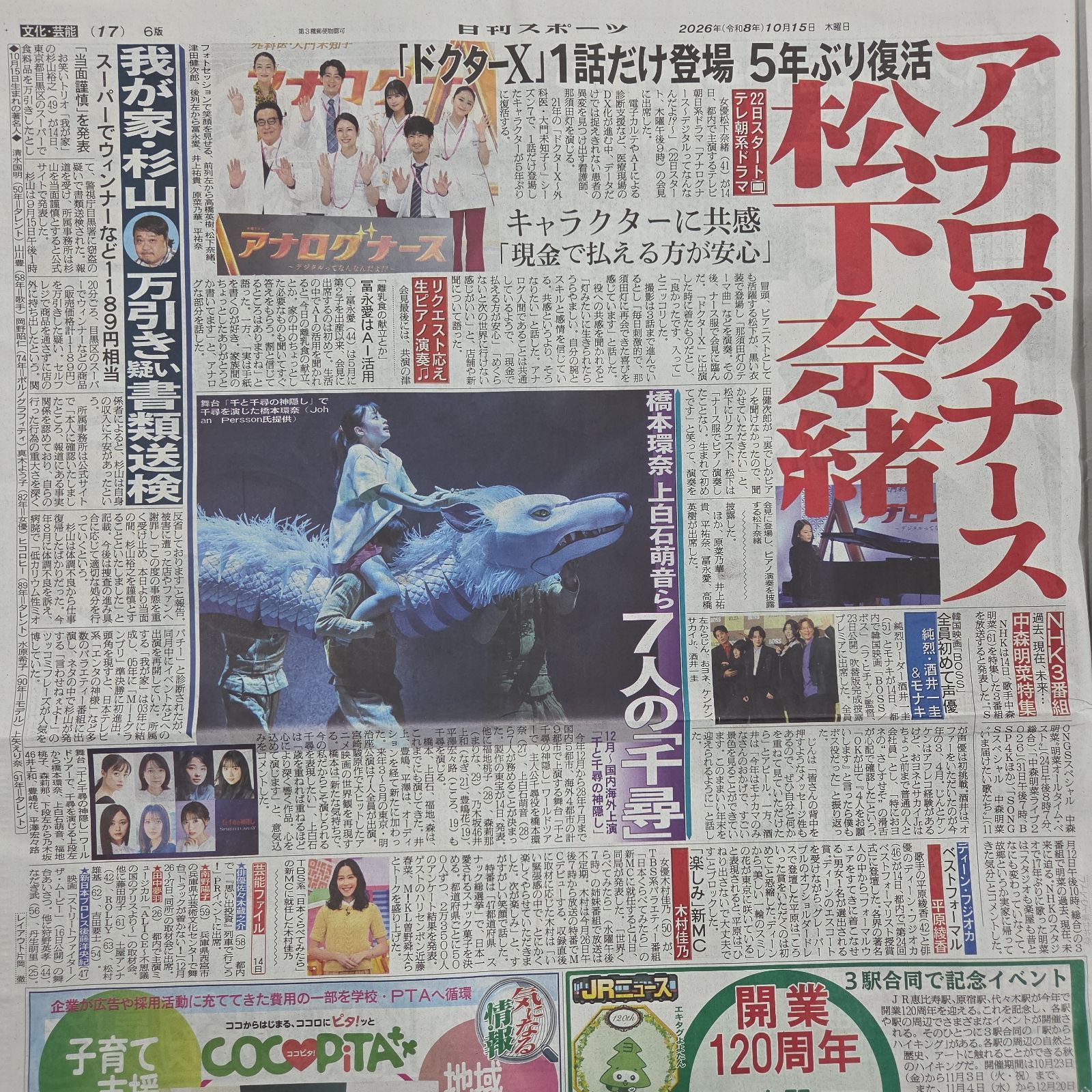 匿名配送！送料込み！ 10月15日 朝刊 スポーツ紙5社 - メルカリ
