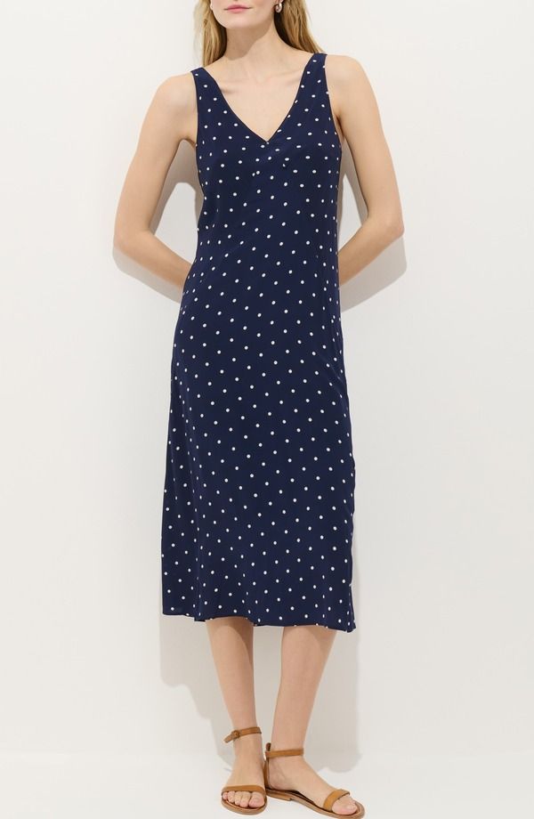 アレックスミル レディース トップス ワンピース ドット柄 ドット ミディ Alex Mill Flora Polka Dot Midi Dress NAVY WHITE ホワイト