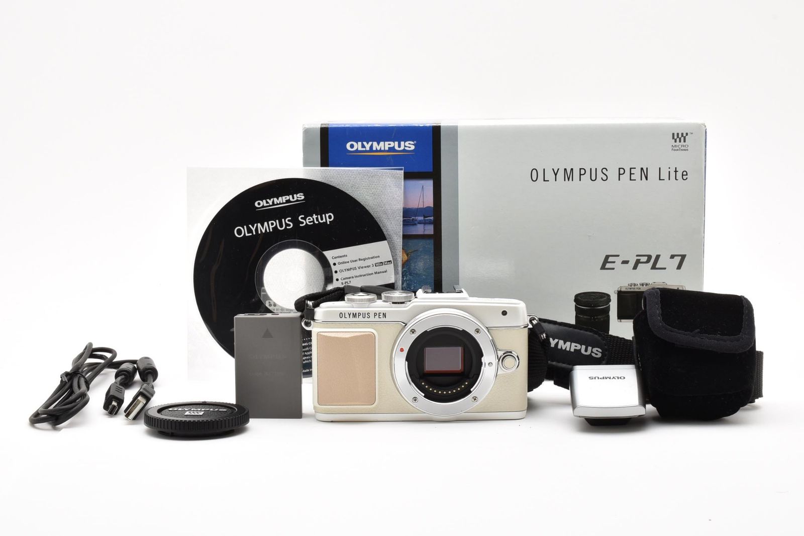 実用光学美品 箱あり Olympus オリンパス PEN Lite E-PL7 ボディ 白