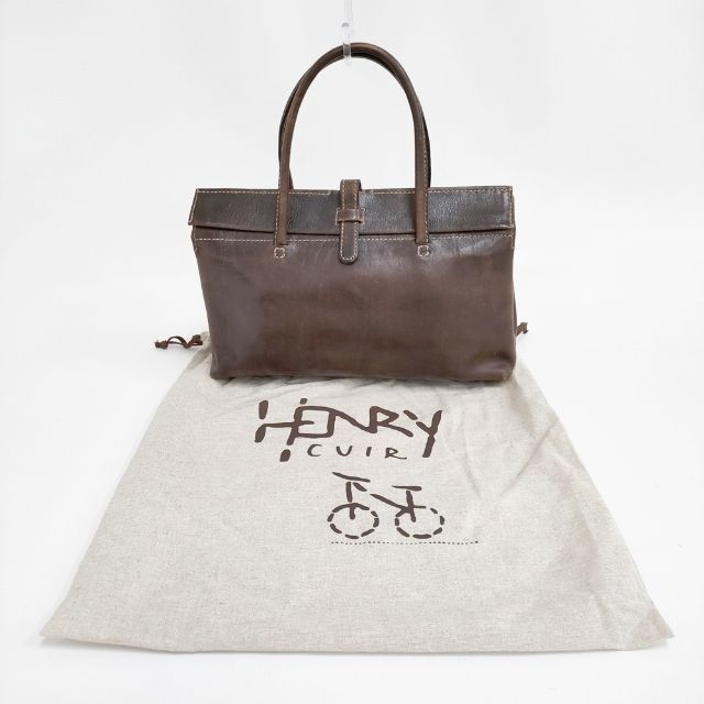 HENRY CUIR レザー トートバッグ ダークブラウン レディース アンリー