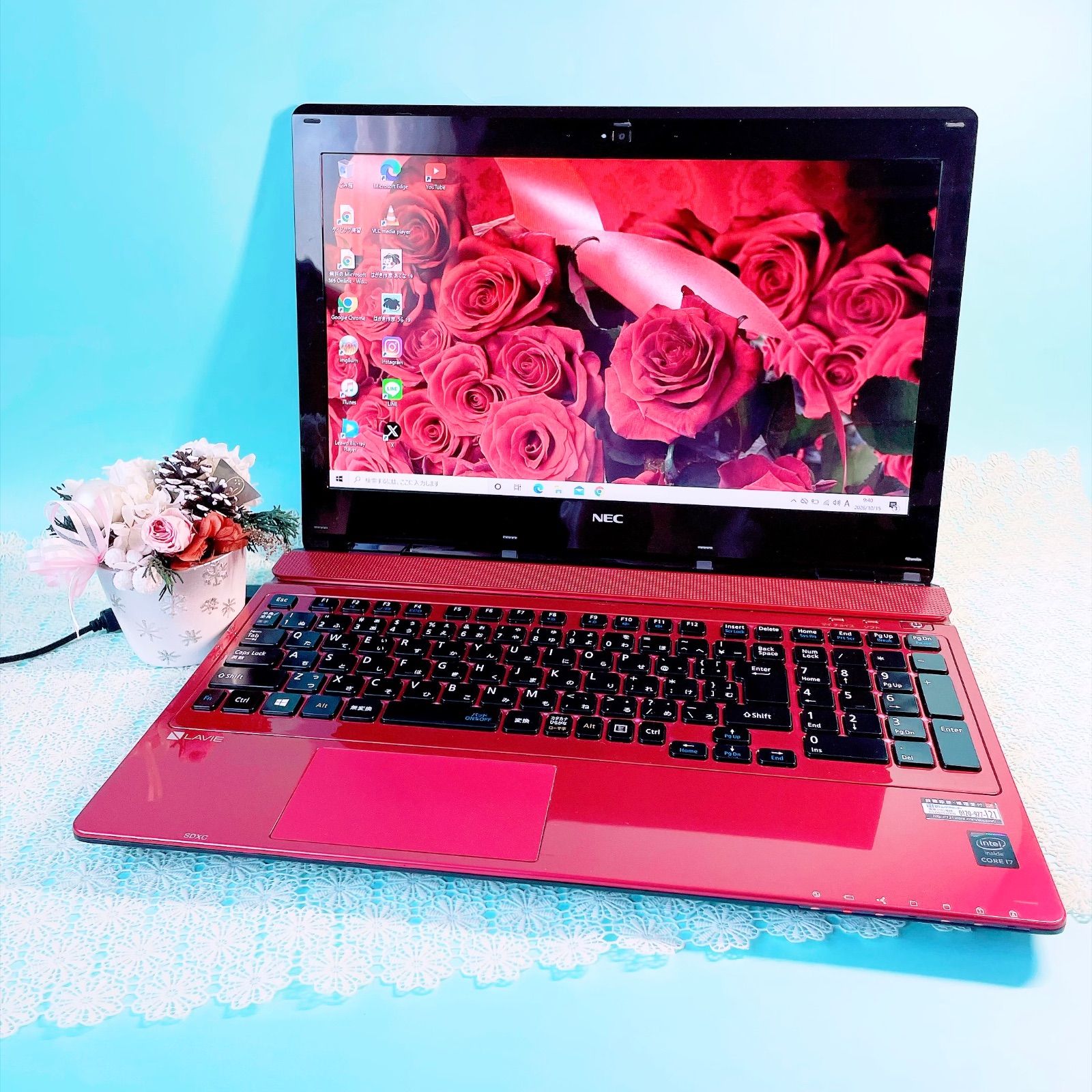 ブルーレイ観れるノートパソコン❣️人気レッド✨️動作良好Corei7