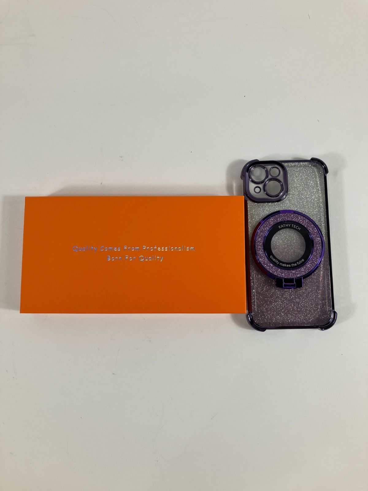 KATHY TECH iPhone14 ケース リング付き ラメ パープル 未使用 G-18