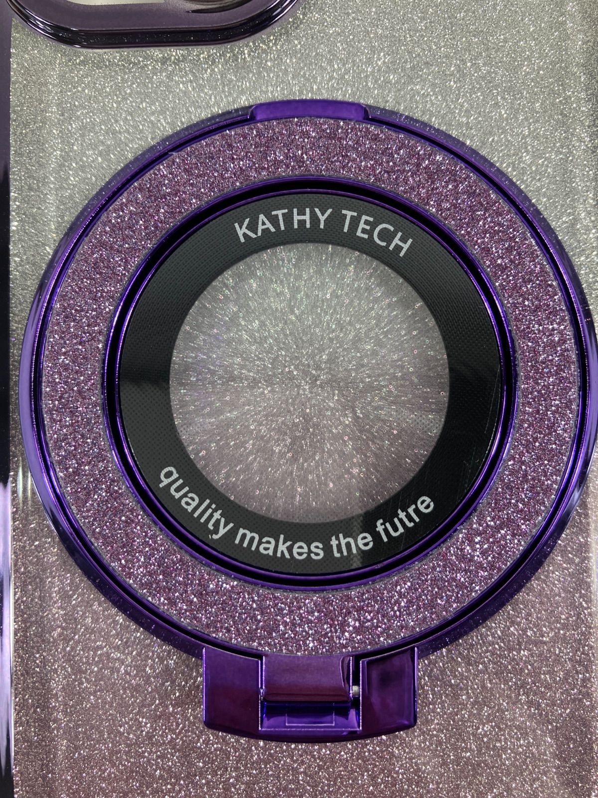 KATHY TECH iPhone14 ケース リング付き ラメ パープル 未使用 G-18
