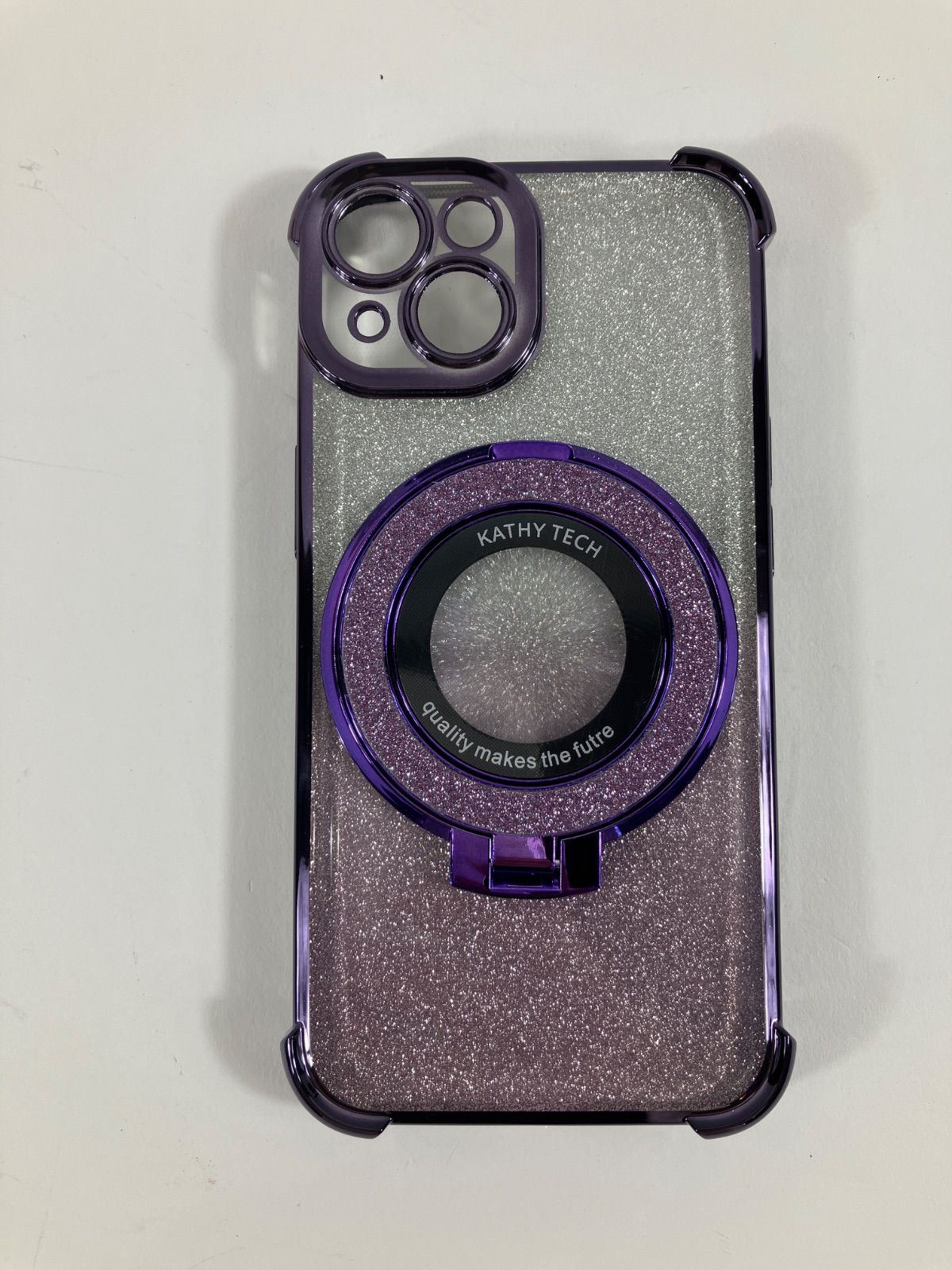 KATHY TECH iPhone14 ケース リング付き ラメ パープル 未使用 G-18