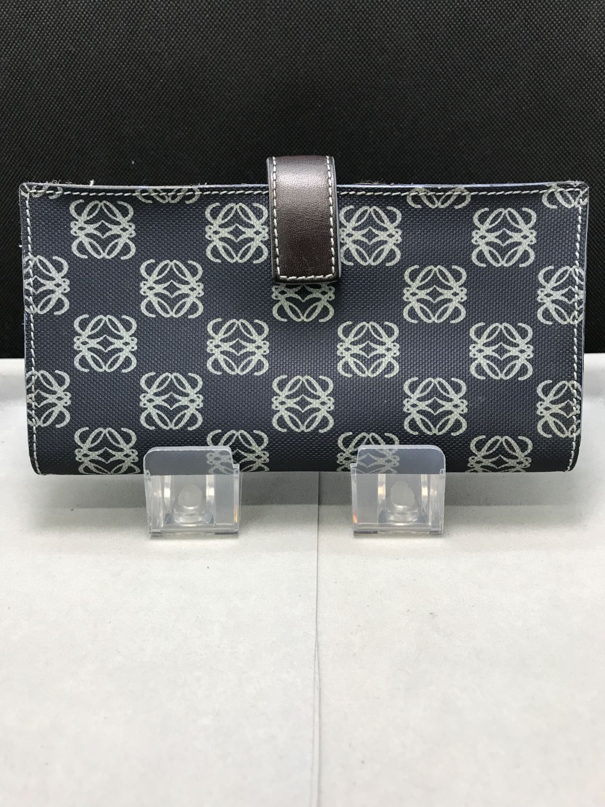 LOEWE ロエベ 長財布 リピートアナグラム PVC×レザー ネイビー系 3620