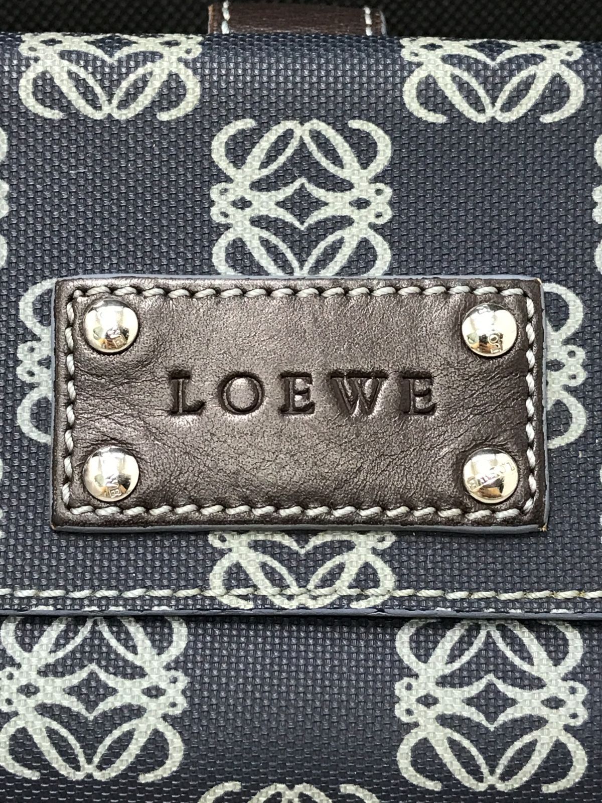 LOEWE ロエベ 長財布 リピートアナグラム PVC×レザー ネイビー系 3620