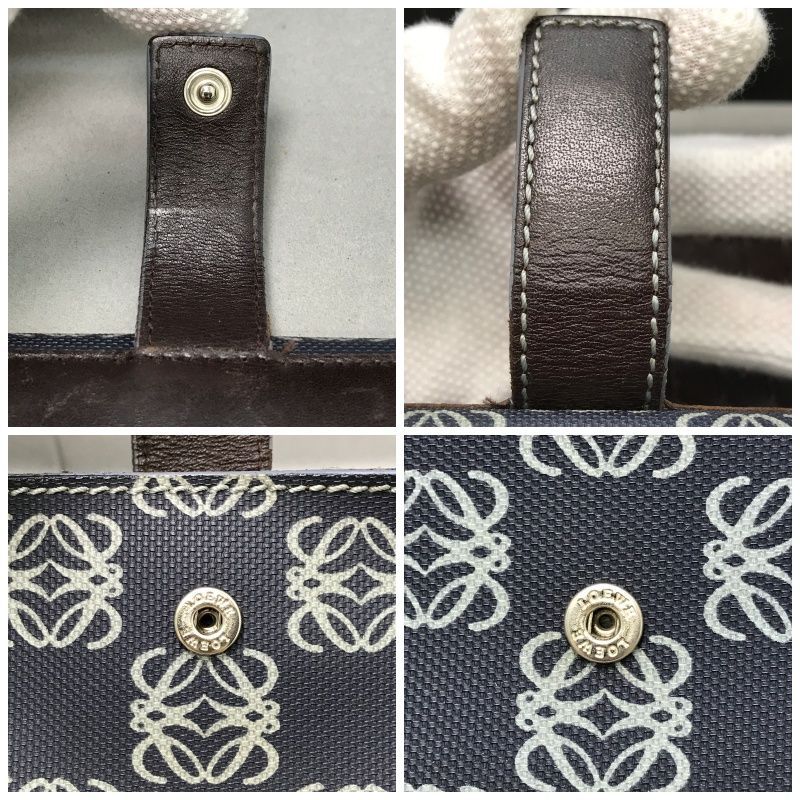 LOEWE ロエベ 長財布 リピートアナグラム PVC×レザー ネイビー系 3620