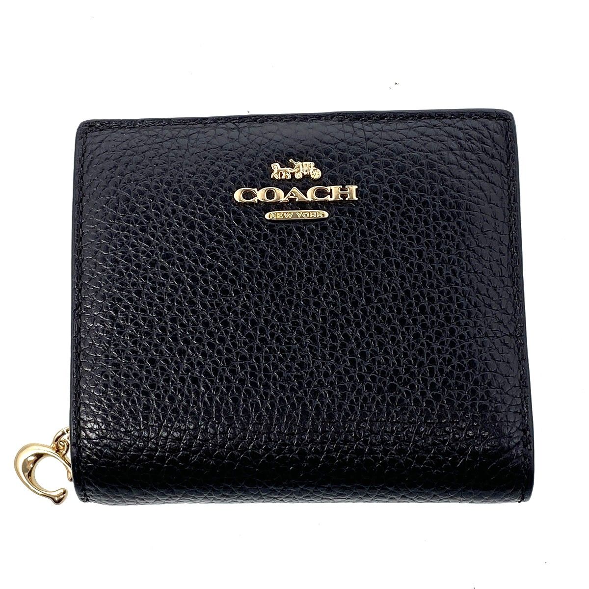 COACH コーチ スナップウォレット 二つ折り財布 C2862 レディース レザー ブラック 中古