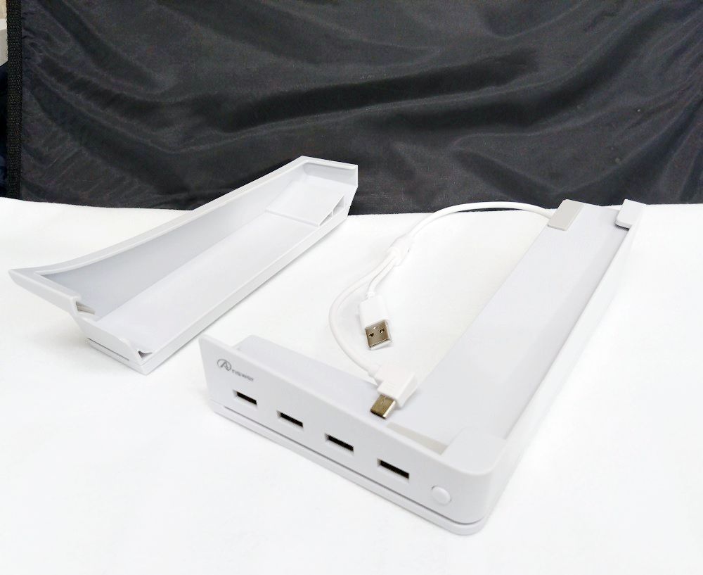 T【HY】【動作品】Answer SONY PS5 スリム Pro対応 ゲーミング横置きUSBハブスタンド ANS-PSV032WH ホワイト 4ポート USB2.0 バスパワー[ゆうパケット発送、送料無料]HY004