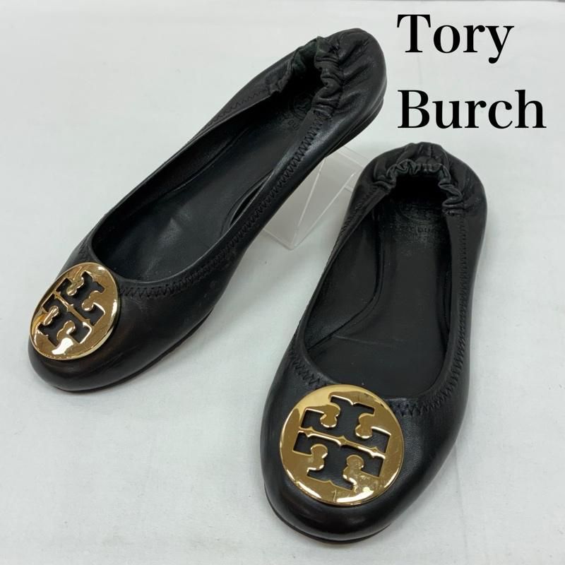 トリーバーチ ロゴ ゴールド金具 レザー フラット パンプス バレエ