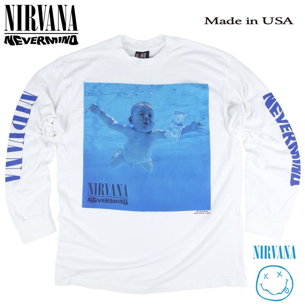 NIRVANA Nevermind ロンT L ニルヴァーナ 288 NIRVANA ニルヴァーナ ロンT 長袖 Tシャツ 美品 USA製 ホワイト L