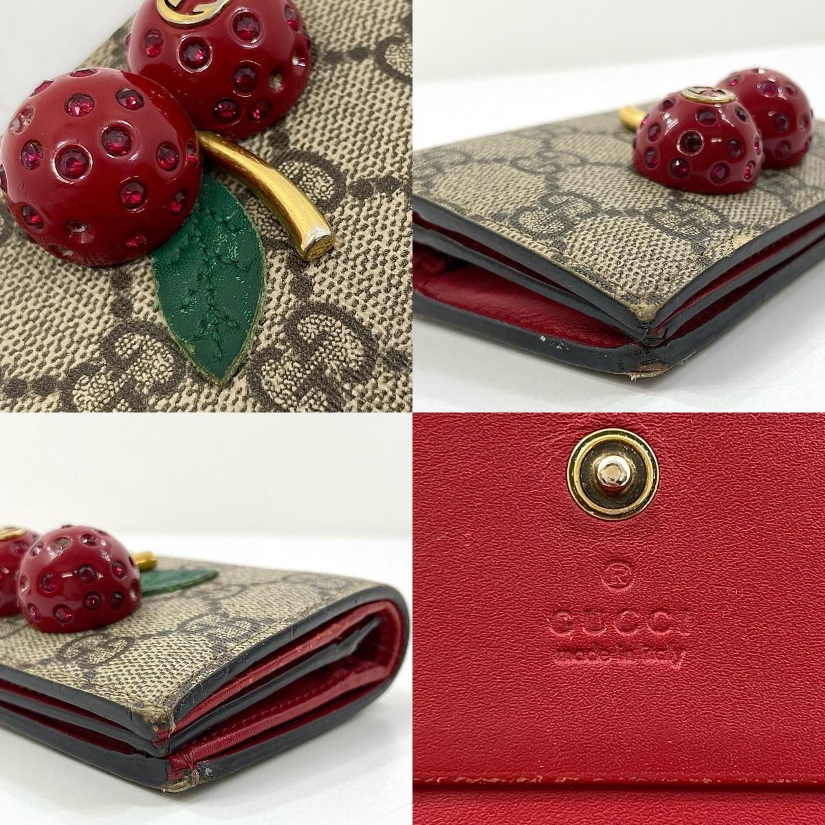 中古】GUCCI | グッチ GGスプリーム チェリー コンパクトウォレット 二