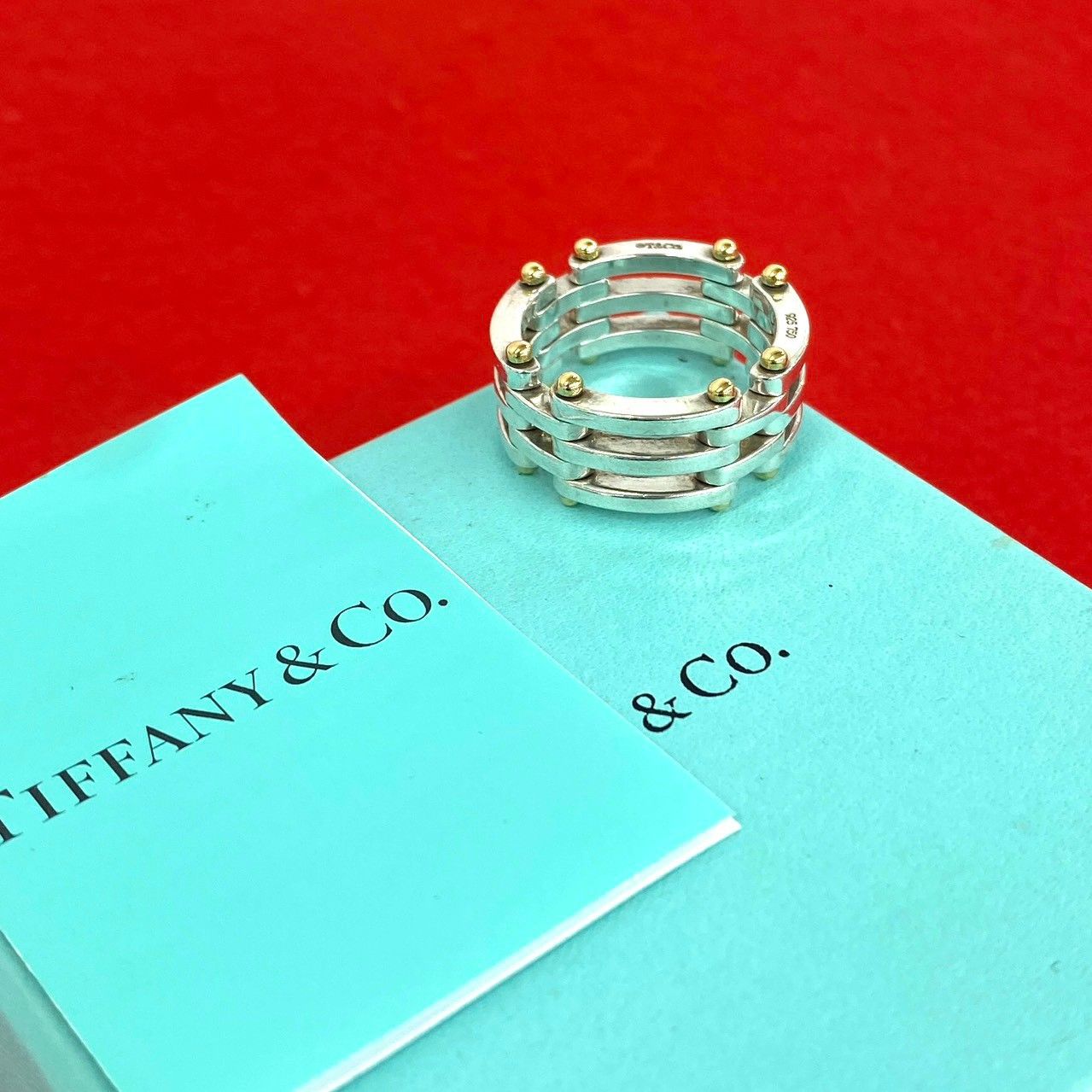 極美品✨ ティファニー リング 指輪ゲートAU750 AG925 #18 極 美品 箱付き TIFFANY&Co. ティファニー ゲート リング シルバー925