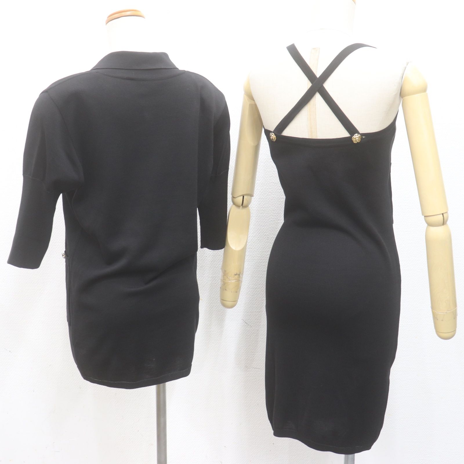 ITM2N6BE0ZI8 美品 CHANEL シャネル カメリア 半袖 セットアップ