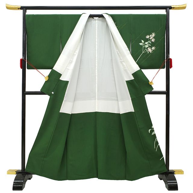 新古品】 加賀友禅 小田美知代 作 訪問着 未使用 正絹 袷 千歳緑