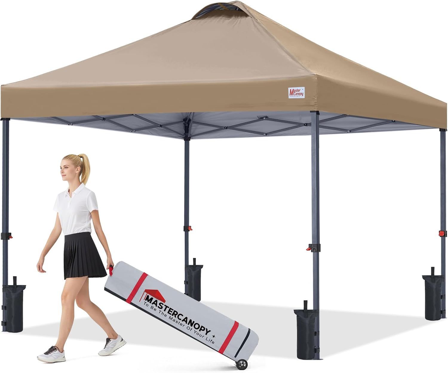 3mx3m タープテント センターロック式 ワンタッチ 高強度スチール MASTERCANOPY (カーキ) 16,938円