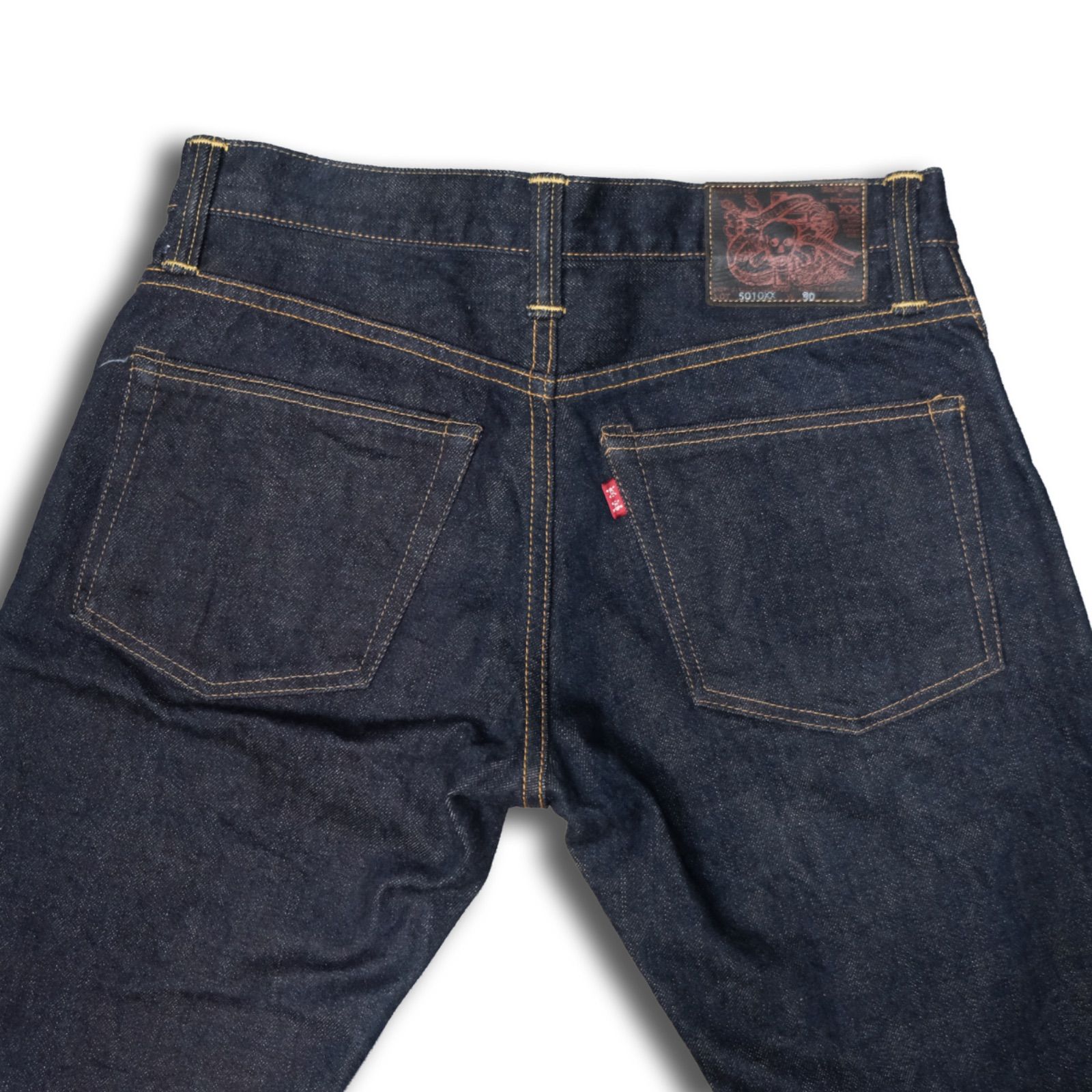 濃紺 SKULL JEANS 5010XX 6×6 スリムストレートジーンズ W30 スカル