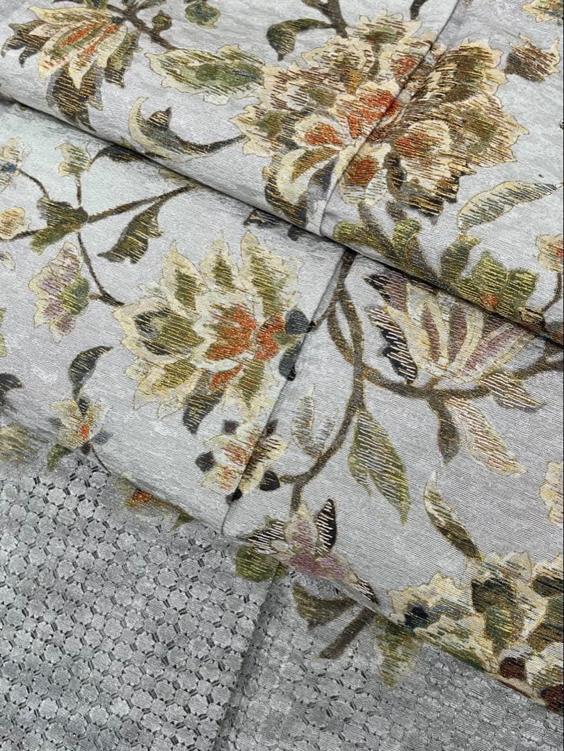 蘇州刺繍 汕頭刺繍 訪問着 正絹 躾糸付き X505 蘇州刺繍 汕頭刺繍 訪問着 金通し 唐花 さが美扱い 正絹 躾糸付き A462