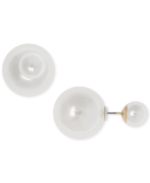 アンクライン レディース アクセサリー ピアス・イヤリング Anne Klein GoldTone Imitation Pearl Front Back Earrings White ホワイト