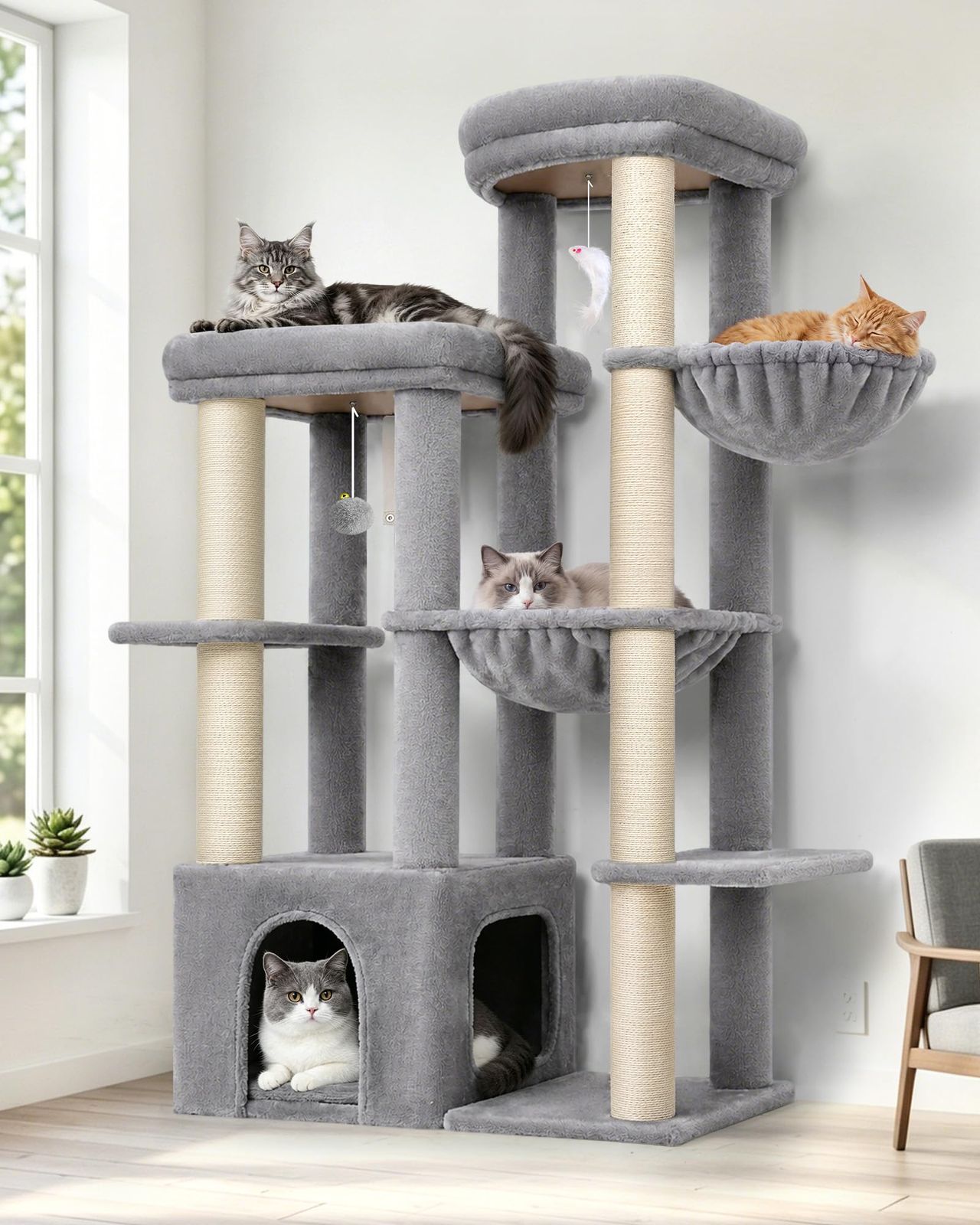 Globlazer F57B キャットタワー 大型猫用 多頭飼い 多機能 据え置き型