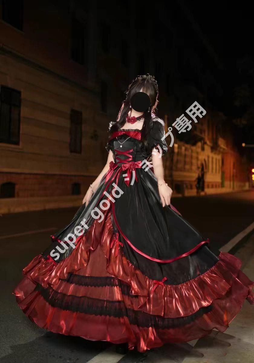 新品未使用ロリータワンピース lolitaドレス 洋服 3点セット（ワンピース＋トレーン＋レースネックカラー）少女風 ふんわり レース＆リボン装飾 コスプレ 11,392円