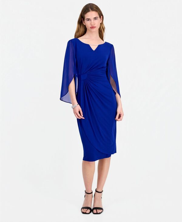 コネクテッド レディース トップス ワンピース ケープデザイン キャップ ケープ Connected Womens CapeSleeve TrimmedNeck Sheath Dress DCL