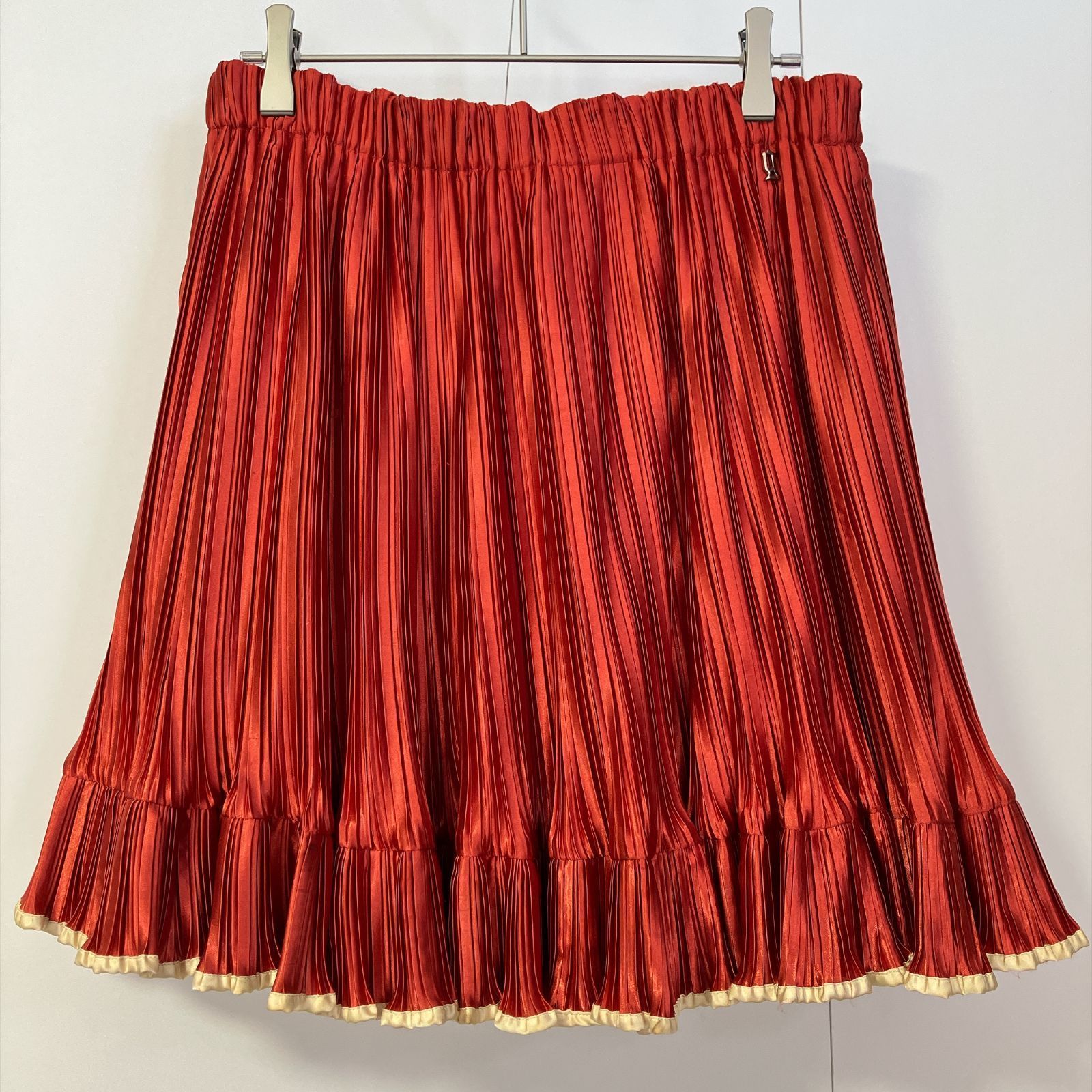 galliano ガリアーノ スカート サイズ28/42 アコーディオンプリーツ ミニ レッド テラコッタ　　　　T-654