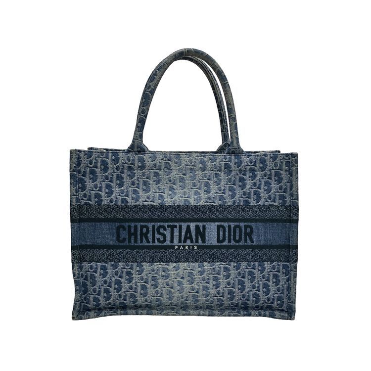 Christian Dior クリスチャンディオール ブックトート デニムブルー MEDIUM ミディアム M1296ZEGC_49E トートバッグ オブリーク エンブロイダリー ジャガード キャンバス ブルー レディース
