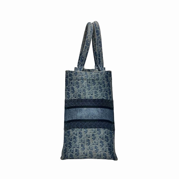 Christian Dior クリスチャンディオール ブックトート デニムブルー MEDIUM ミディアム M1296ZEGC_49E トートバッグ オブリーク エンブロイダリー ジャガード キャンバス ブルー レディース