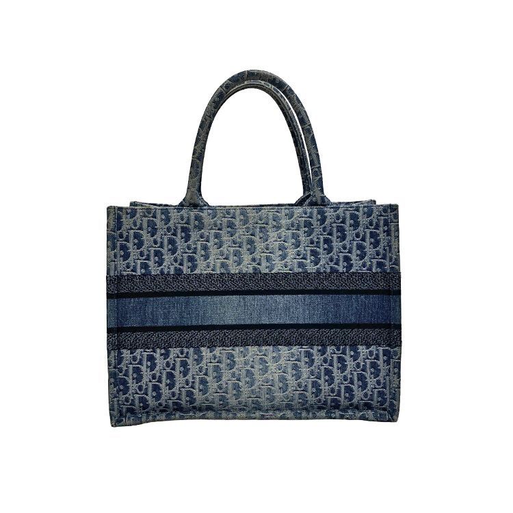 Christian Dior クリスチャンディオール ブックトート デニムブルー MEDIUM ミディアム M1296ZEGC_49E トートバッグ オブリーク エンブロイダリー ジャガード キャンバス ブルー レディース