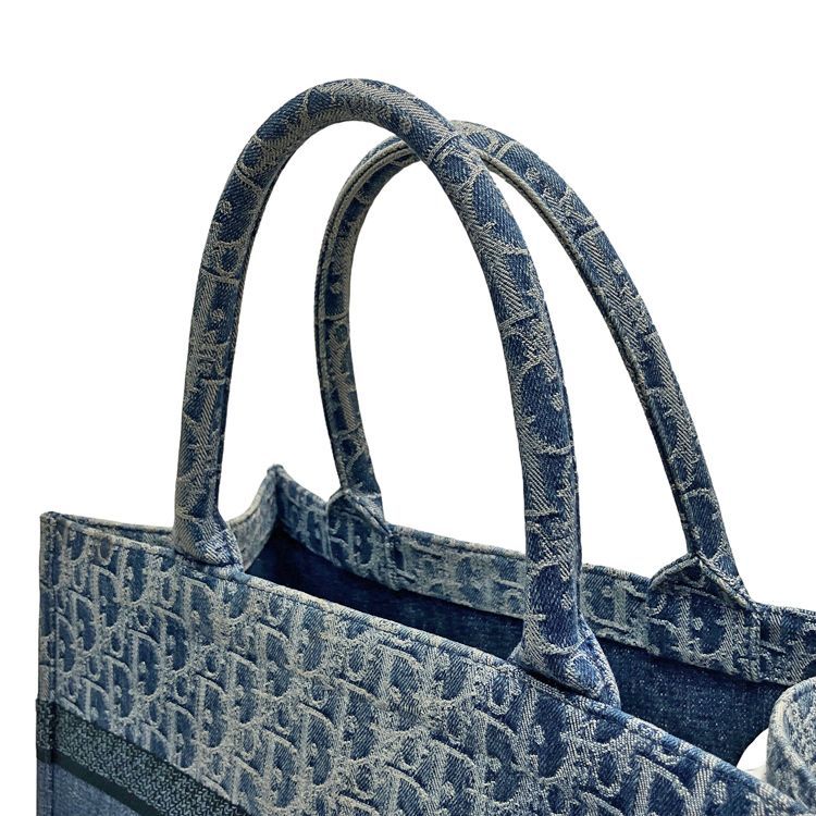 Christian Dior クリスチャンディオール ブックトート デニムブルー MEDIUM ミディアム M1296ZEGC_49E トートバッグ オブリーク エンブロイダリー ジャガード キャンバス ブルー レディース