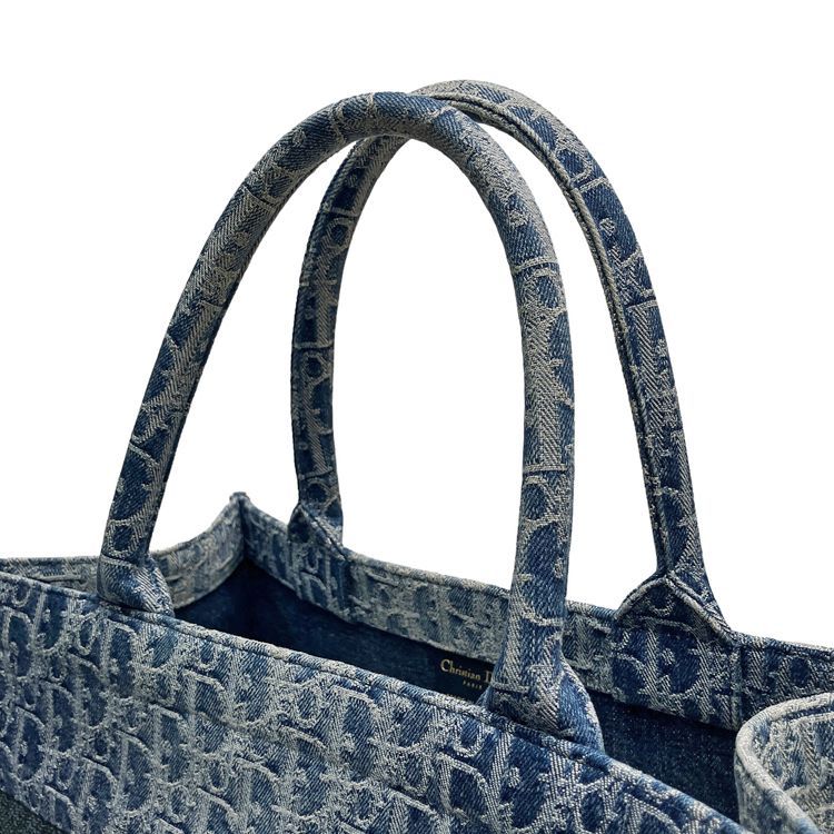 Christian Dior クリスチャンディオール ブックトート デニムブルー MEDIUM ミディアム M1296ZEGC_49E トートバッグ オブリーク エンブロイダリー ジャガード キャンバス ブルー レディース