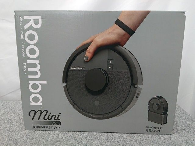 【未使用品】 アイロボット Roomba Mini Slim 掃除機＆床拭きロボット + SlimCharge 充電スタンド F115060 ルンバ ミニスリム 黒 ブラック