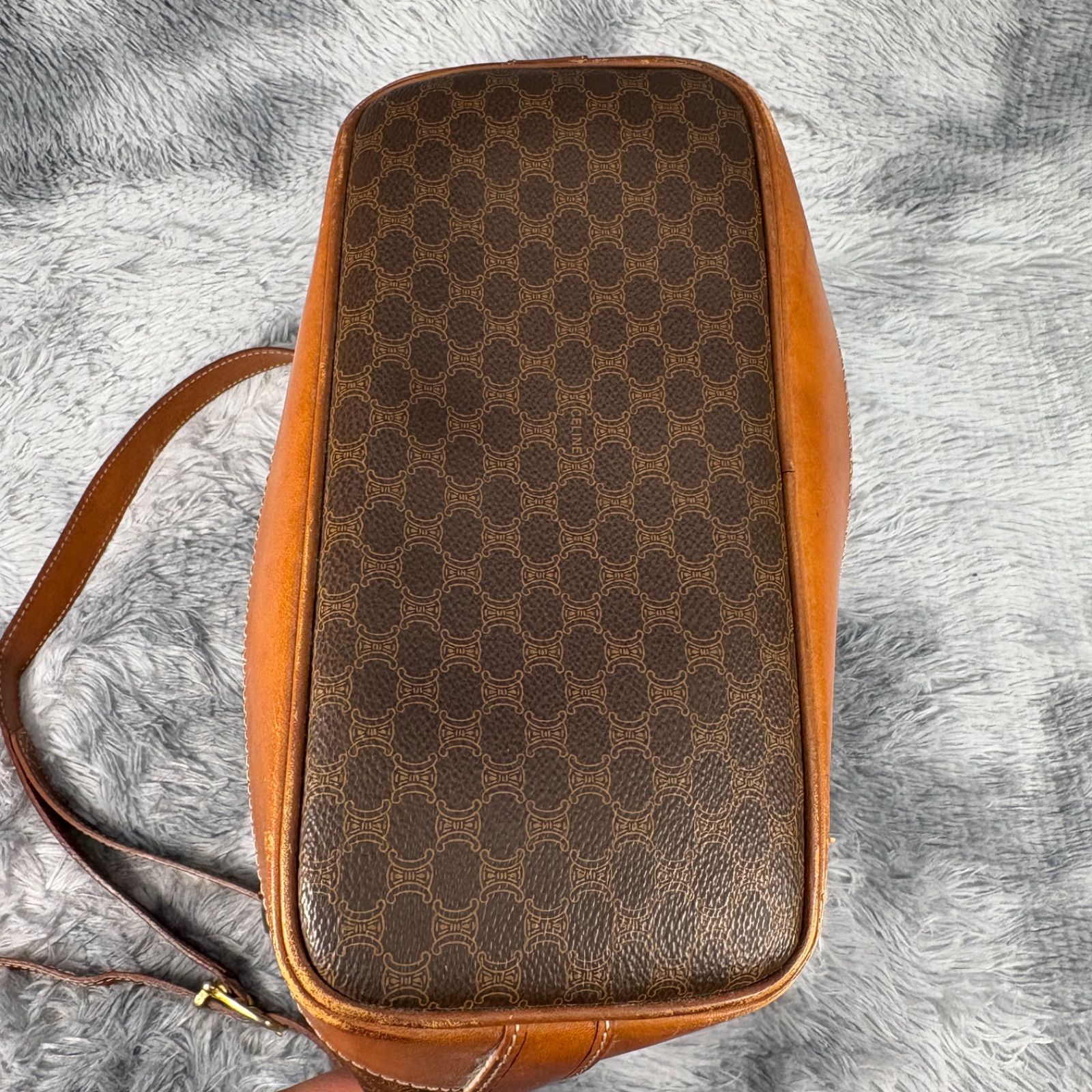 CELINE セリーヌ マカダム 巾着ショルダー PVCレザー ショルダーバッグ