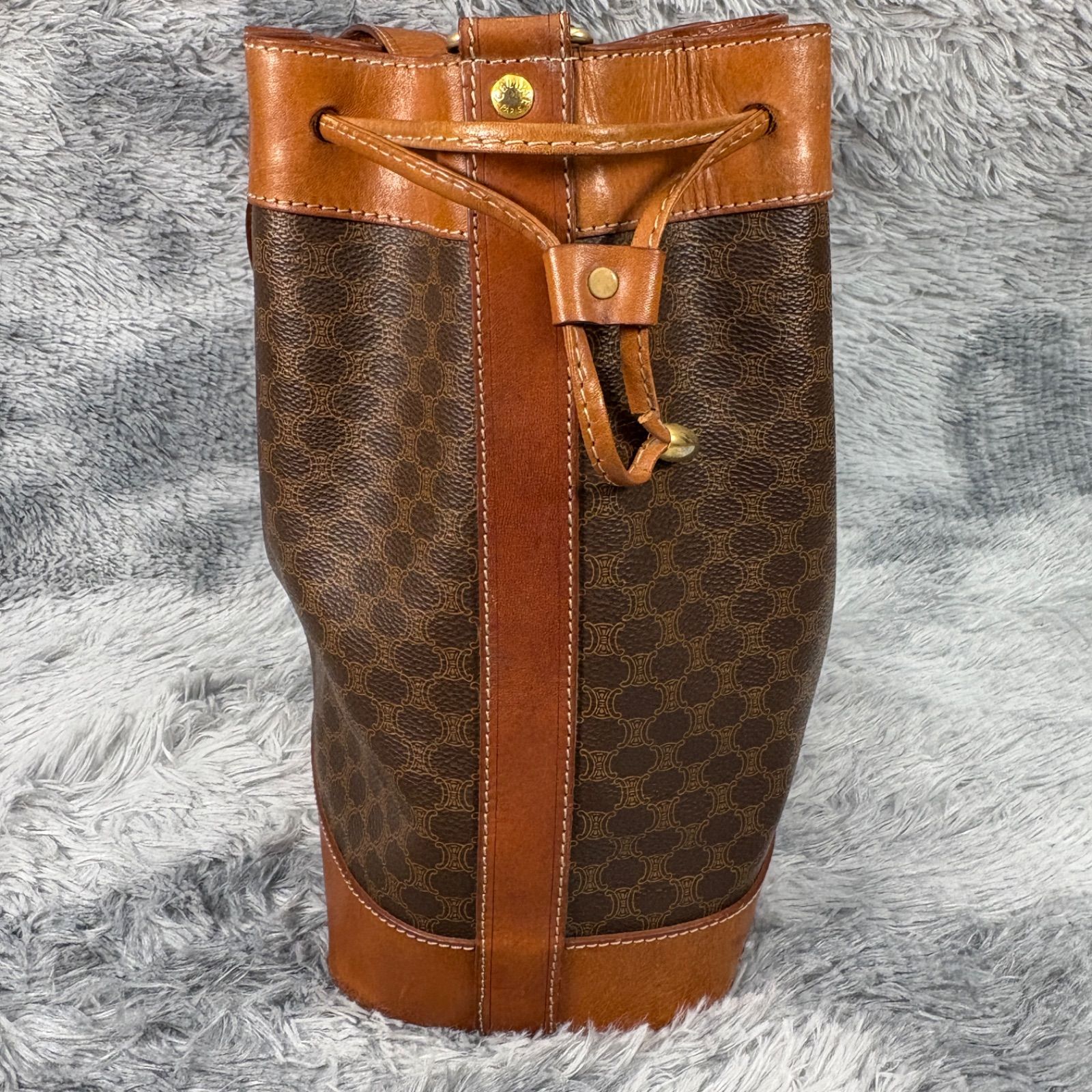 CELINE セリーヌ マカダム 巾着ショルダー PVCレザー ショルダーバッグ