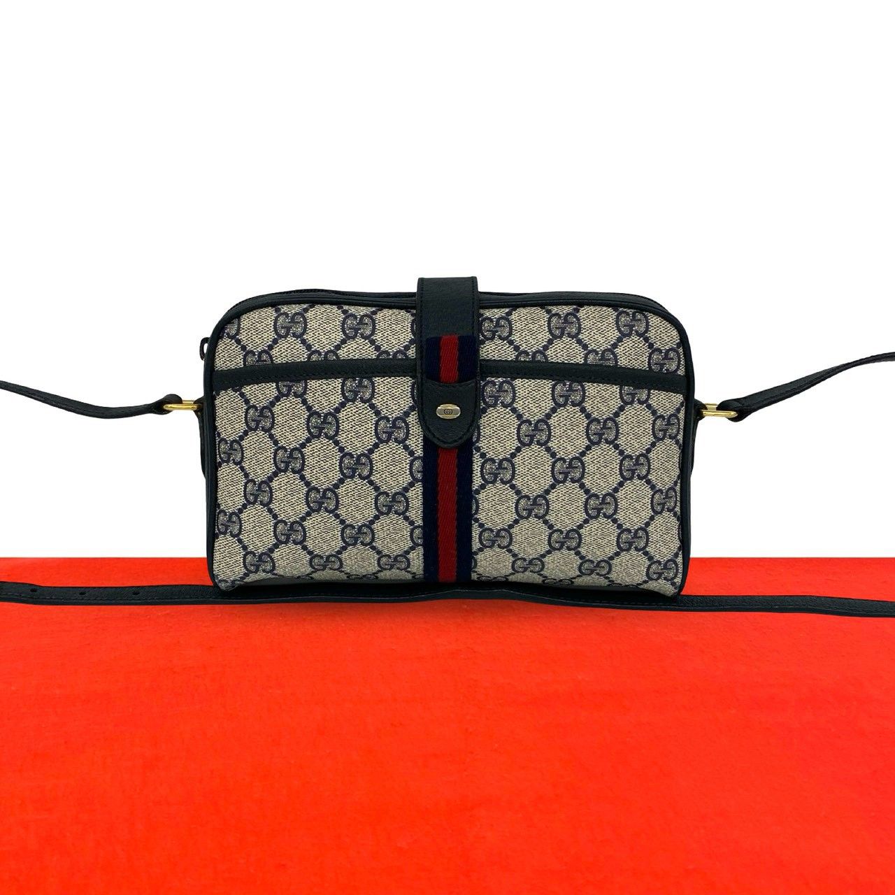 極 美品 GUCCI グッチ シェリーライン GG 柄 ロゴ レザー 本革