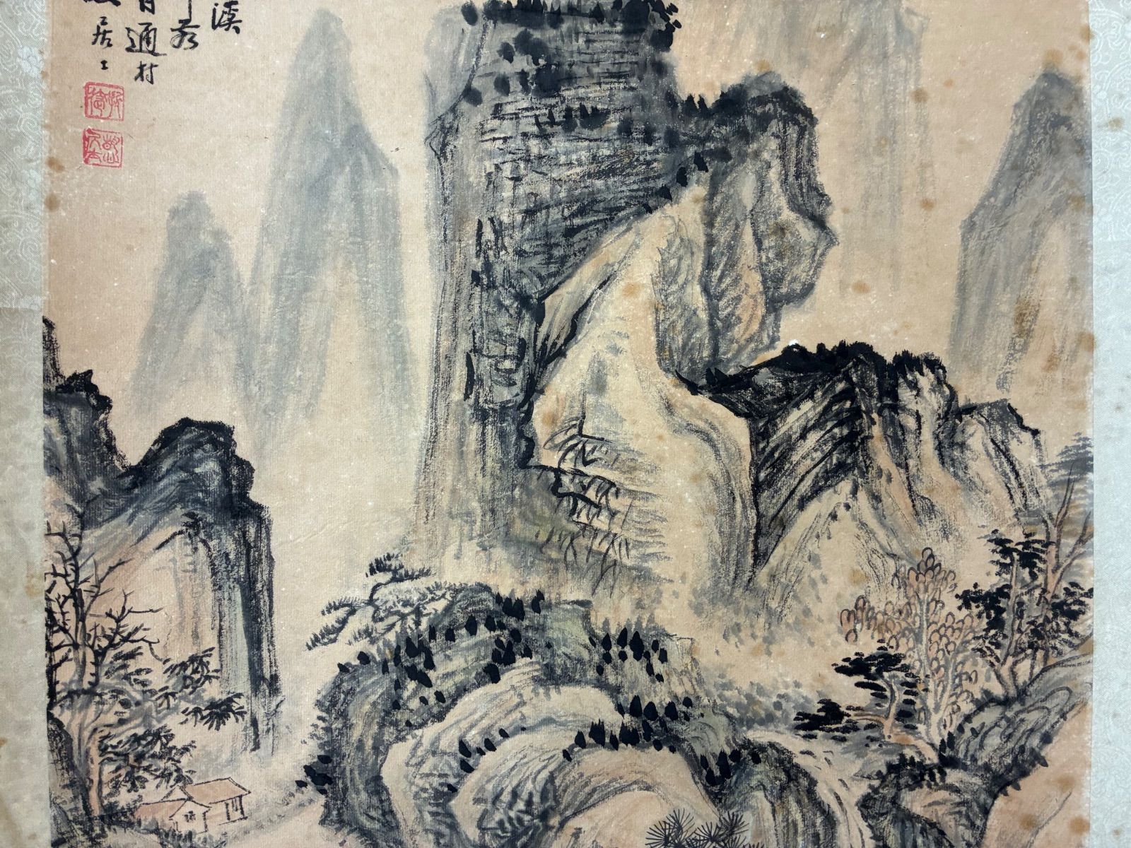 中国水墨山水画 掛軸「春陰漠漠」静心居士 乙丑年作 時代物 - メルカリ