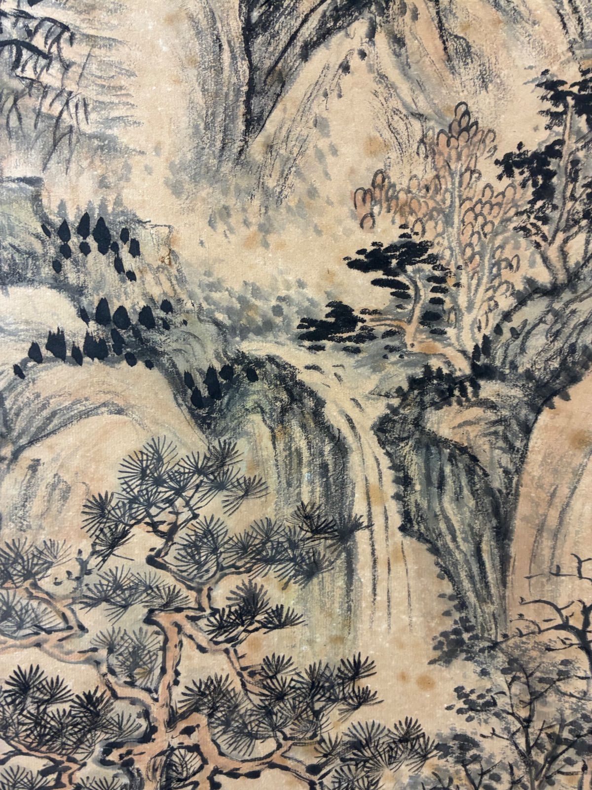 中国水墨山水画 掛軸「春陰漠漠」静心居士 乙丑年作 時代物 - メルカリ