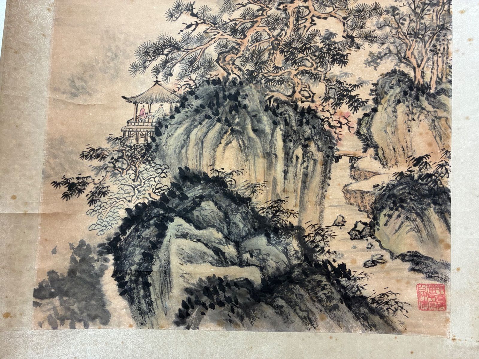 中国水墨山水画 掛軸「春陰漠漠」静心居士 乙丑年作 時代物 - メルカリ