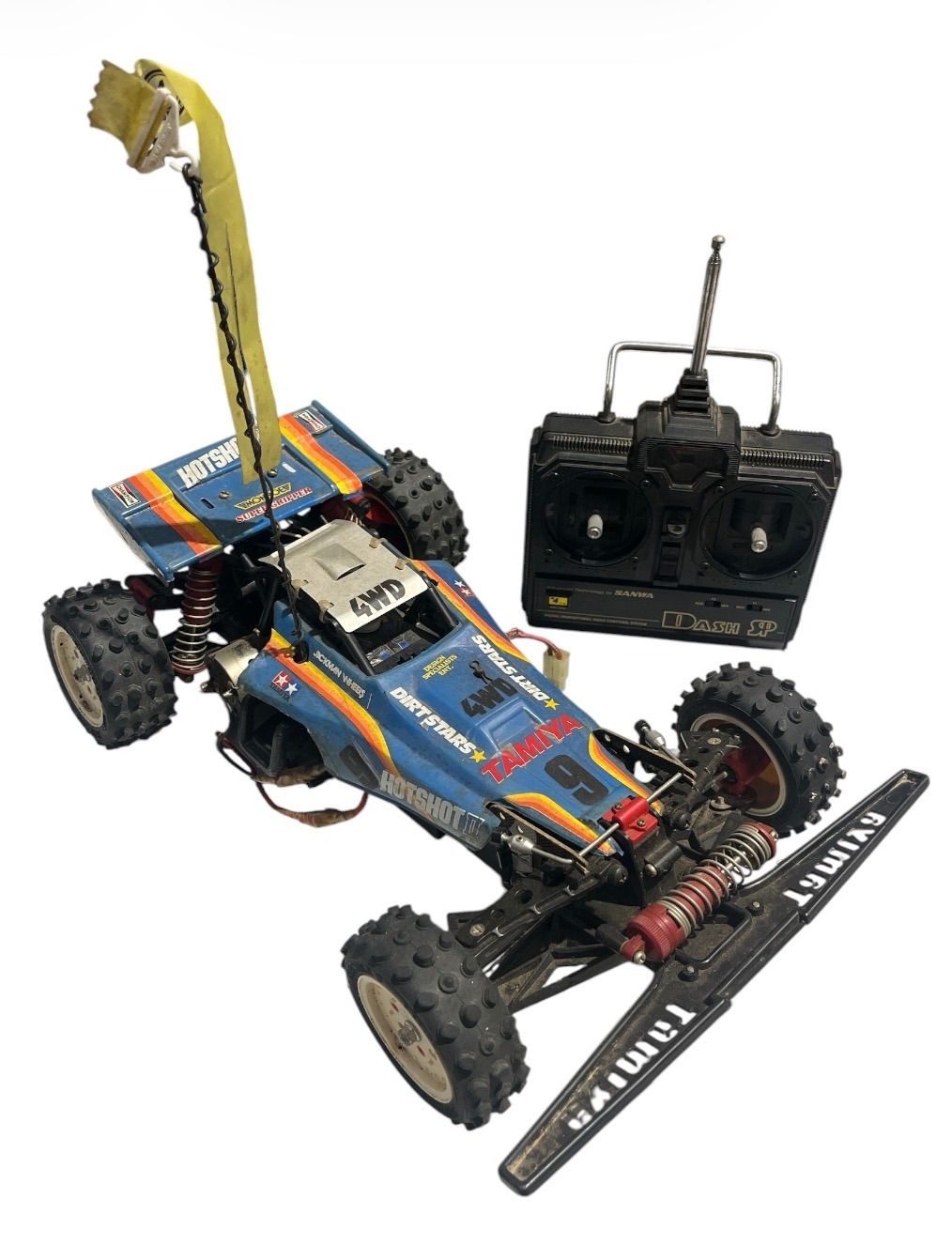 当時物】タミヤ 1/10 ホットショットII 4WD SANWA プロポ付 現状品