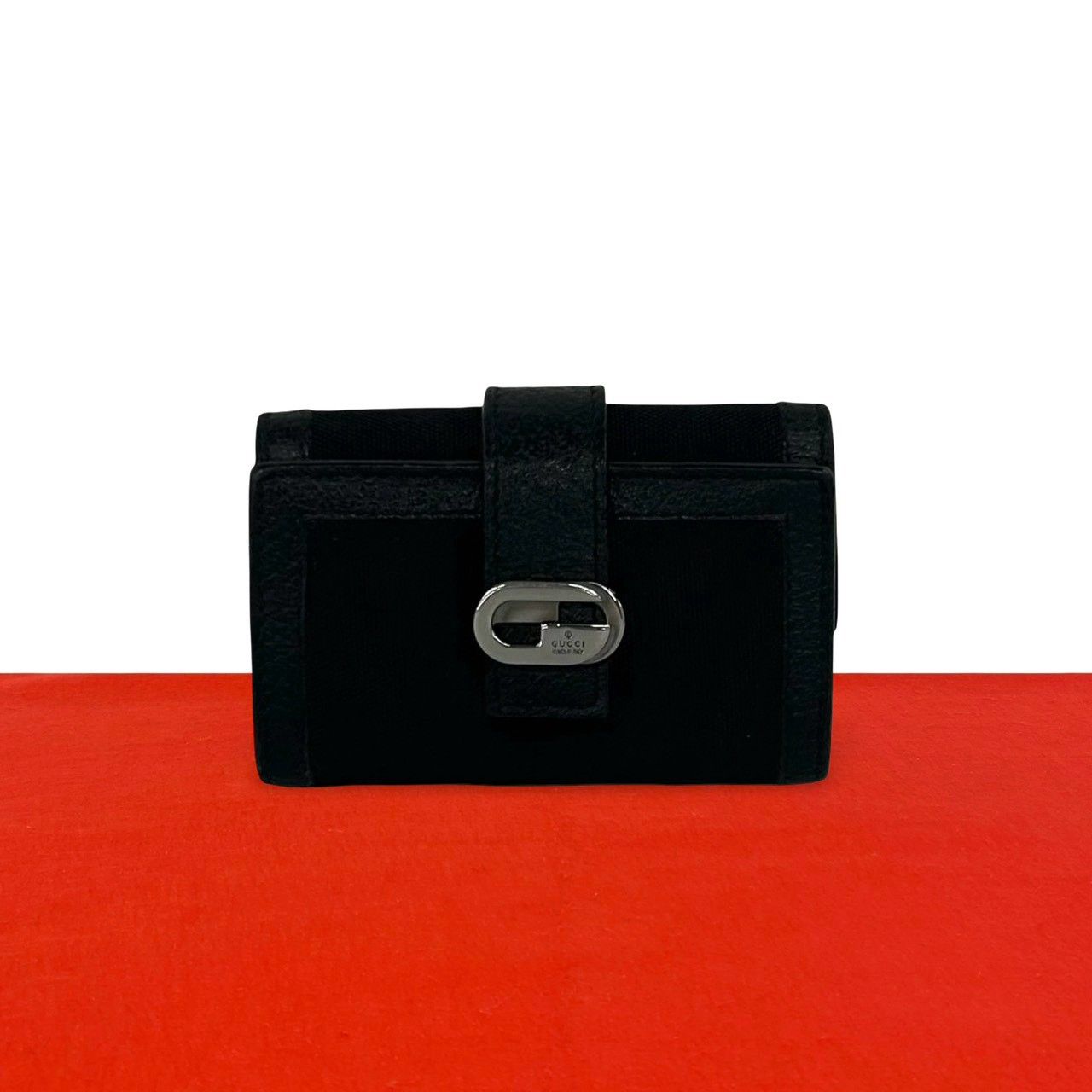 極 美品 希少品 GUCCI グッチ G ロゴ 刻印 金具 レザー 本革 ナイロン